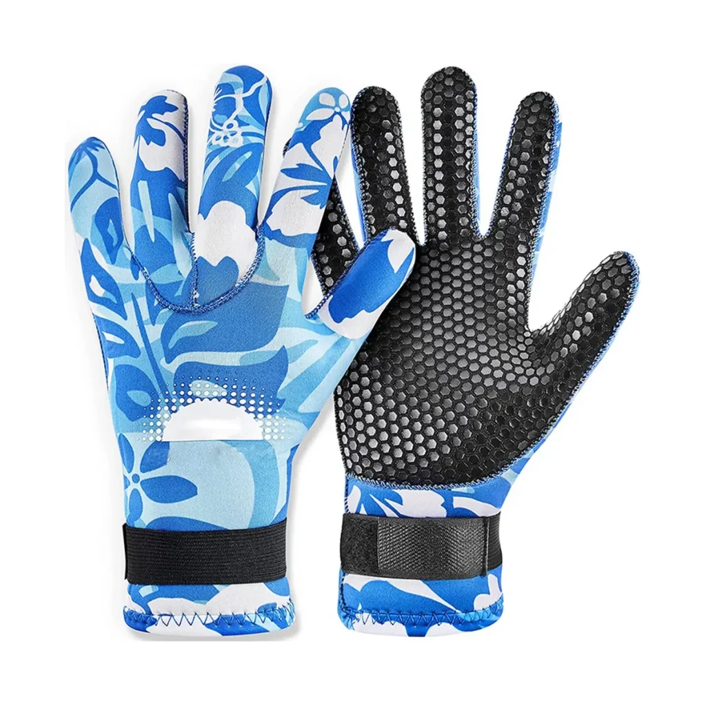 3mm Neoprene Dive Gloves - Blue Camo - front view
