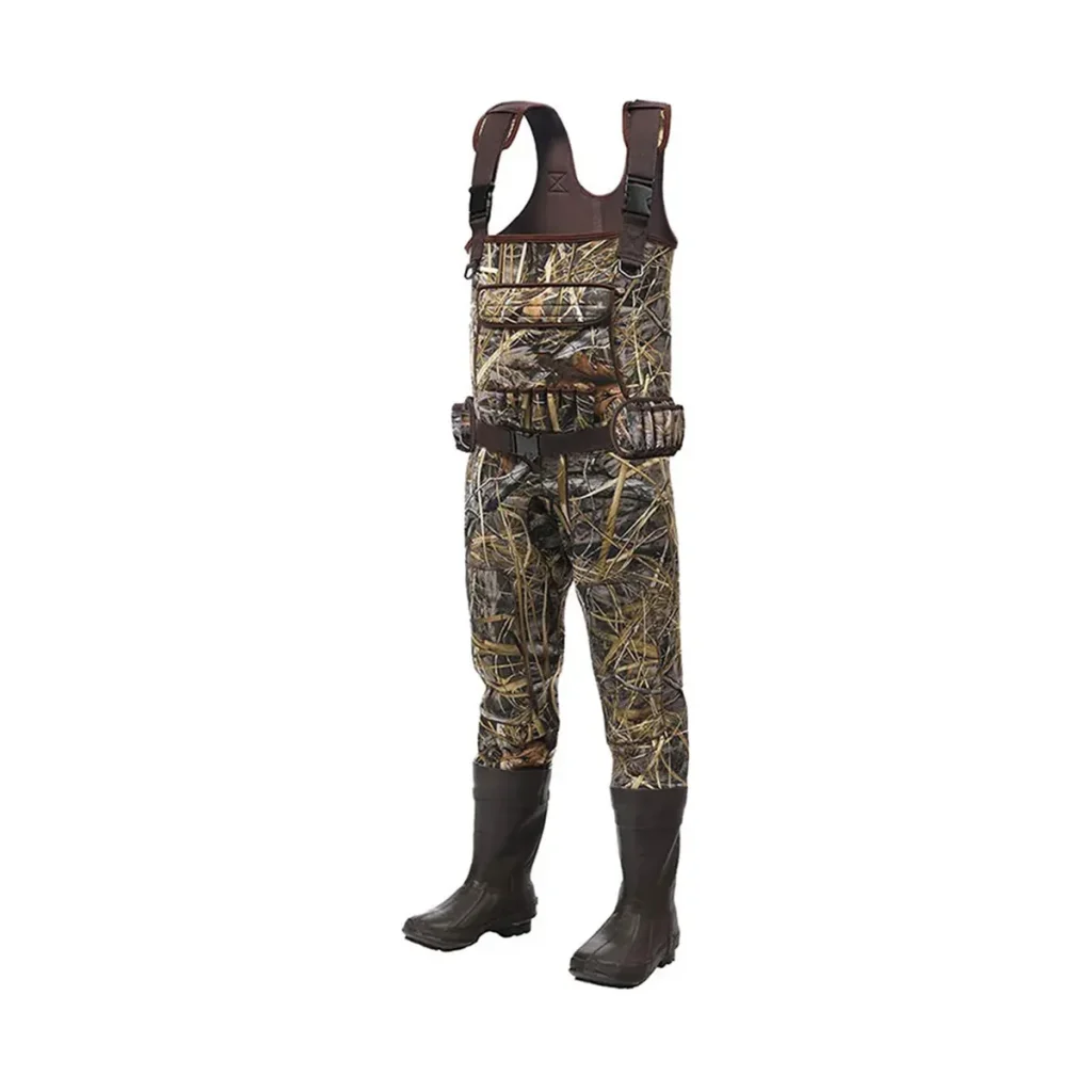 Camo Neoprene Fishing Waders - front view