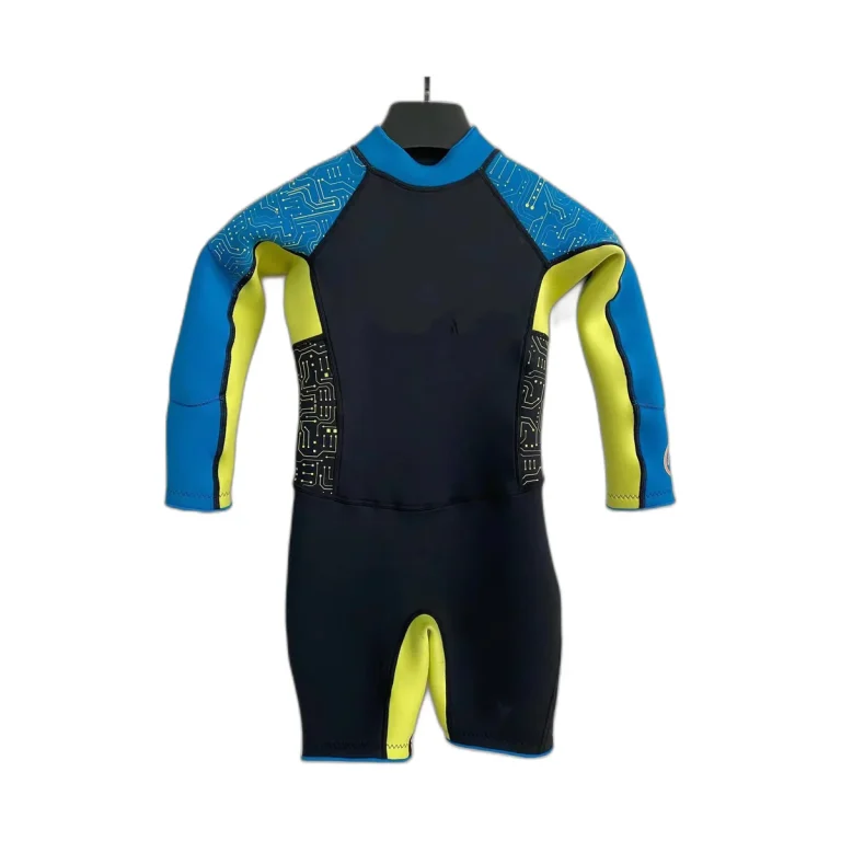 Kids' 2mm Spring Wetsuit - Blue/Lime - front view