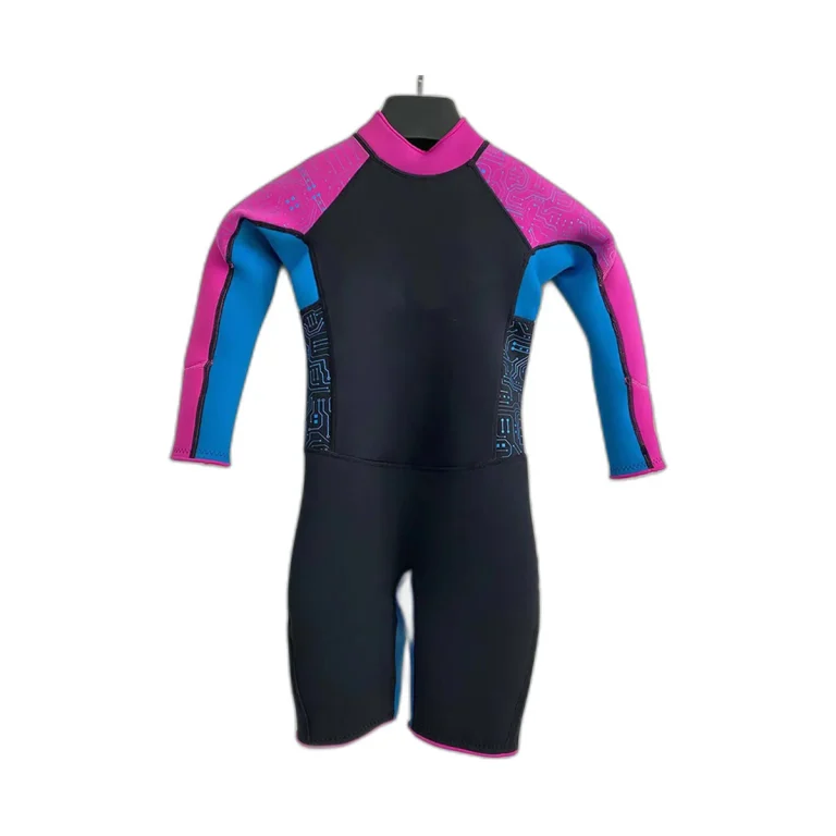 Kids' 2mm Spring Wetsuit - Pink/Blue - front view