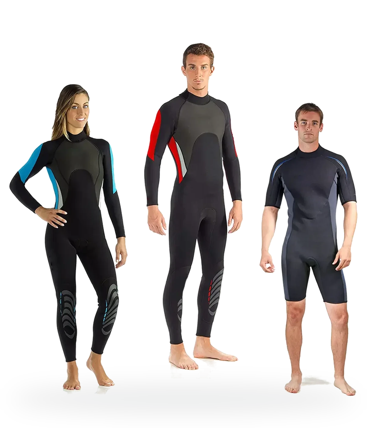 Wetsuits and water wear - full suits, shorties and spring suits